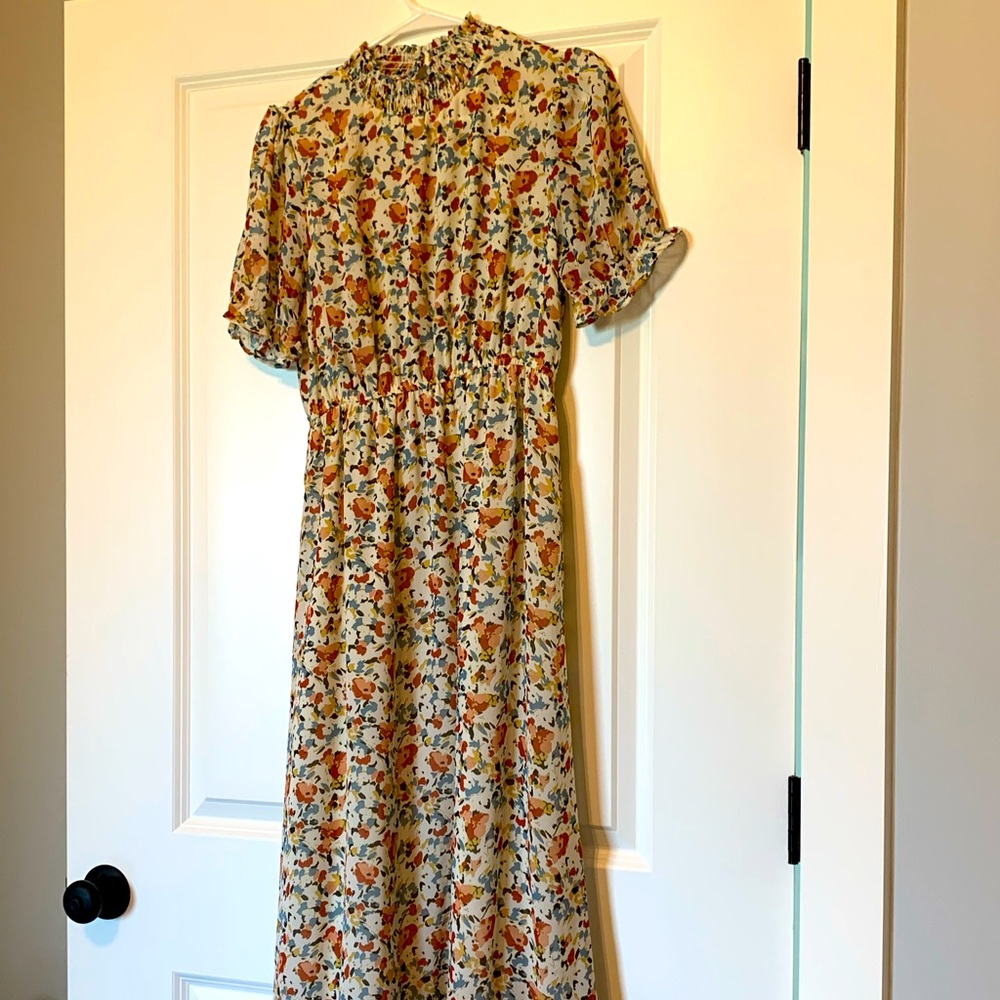 Floral summer dress with button neckline
